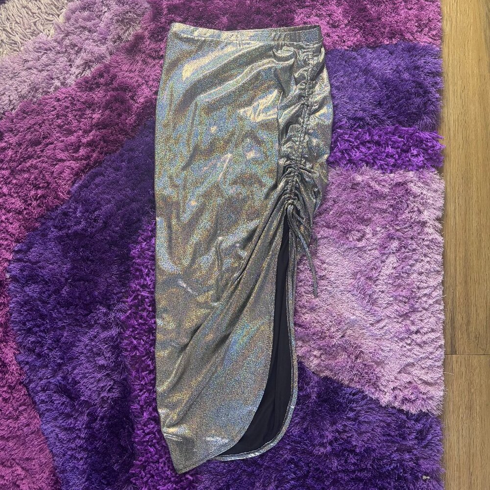 Dollskill Silver Holographic Skirt | Size M | Futuristic Style